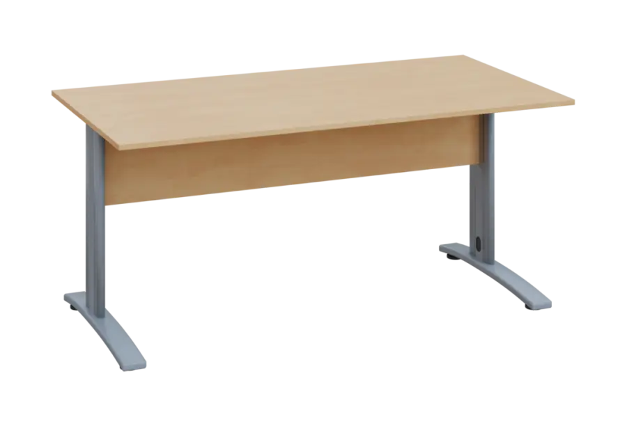 EPK 18 - 16 stůl kancelářský, kovová podnož stříbrná, deska 18 mm, široký 1600 mm, bříza irská